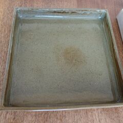 USED 作家物 四角皿（約23.5㎝：２枚set）大皿 スクエアー 和食器 手作り ハンドメイドの画像
