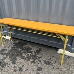 中古 木目調天板 折りたたみ机180×45