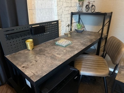 【大特価】セット販売,お洒落,パソコンデスク,チェアー,デスクワゴン,ラックシェル