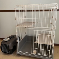 【美品】2日間使用の猫用ゲージ、他お迎えセット