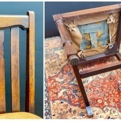 ②○1920s 英国アンティーク ハイバックチェア ダイニングチェア 椅子 ブリティッシュオーク イギリス 座面張り替え済み■ジモティ姫路の画像