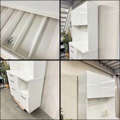 W 16110  NITORI 3枚扉キッチンボード　食器棚　幅995cm   ◆大阪市内・東大阪市他 5,000円以上ご購入で無料配達いたします！◆ ※京都・高槻・枚方方面◆神戸・西宮・尼崎方面◆奈良方面、大阪南部方面　それぞれ条件付き無料配送あり！            