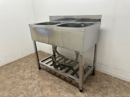アズマ　ａｚｕｍａ　業務用　ステンレス　２槽シンク流し台　厨房　飲食店　W９００ｘＤ４５０ｘＨ８００ｍｍ