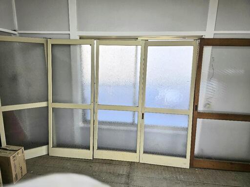 昭和ガラス 5枚扉 レトロ アンティーク DIY 板ガラス