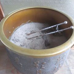 時代物 蜻耳火鉢 2点セット 火箸 灰付き 漢文 在銘 雲峯 漢詩 月 梅の