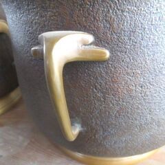 時代物 蜻耳火鉢 2点セット 火箸 灰付き 漢文 在銘 雲峯 漢詩 月 梅の