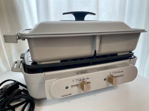 美品【一台三役】コイズミ KSG1201 セパレートグリラー グレー　たこ焼き機　ホットプレート
