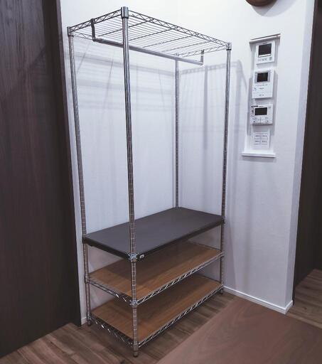 幅90cm ルミナス  ワードローブ  (メタルシェルフ／メタルラック) 専用カバーつき