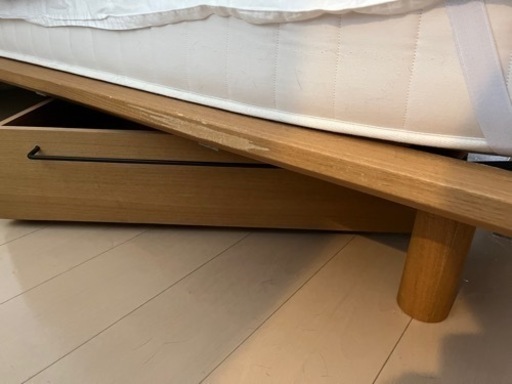 トップ 【値下げ】無印ダブルベッドオーク材 フレーム/ヘッドボード