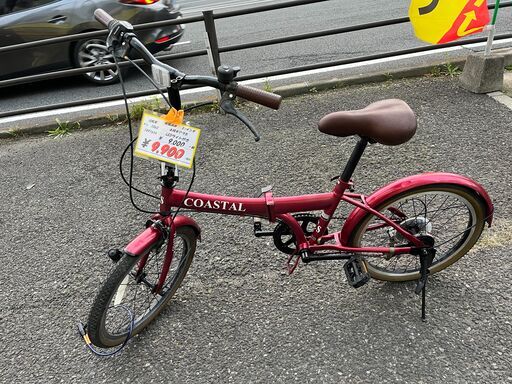 折りたたみ可能　No.1062　６段切替　20インチ　LEDライト　赤　【リサイクルショップどりーむ天保山店】