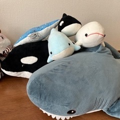 【あげます】大きなシャチ、サメ、ぬいぐるみセット