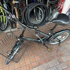 20インチ　外装6段変速　カゴ付き折り畳み自転車