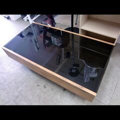 札幌限定配送/お引き取り可◆家具◆東馬◆ガラス天板センタテーブルテーブル/片側引き出し◆ネイツ◆W105 D55 H30 札幌限定配送/お引き取り可◇家具◇東馬◇ガラス天板センタ