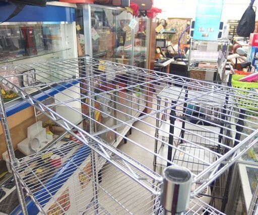 4段 メタルラック 幅90×奥行46×高さ155cm キャスター付き シルバー スチールラック 収納 棚 家具 ☆ 札幌市 北区 屯田