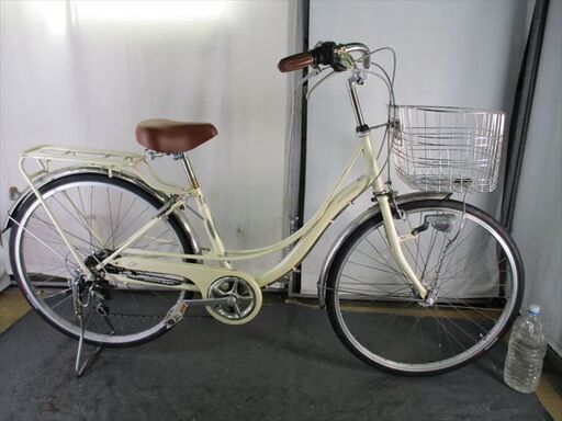 D364　★限定特価★ 中古自転車 アサヒ【　26インチ　アイボリー　軽快車　6段　LEDオートライト 】
