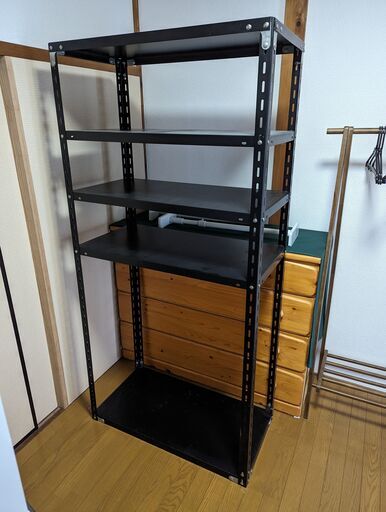 決まりました　スチールラック 収納棚 スチール棚 黒 5段 棚板の位置変更可