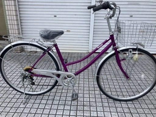 【27インチ自転車】外装6段変速　前後タイヤ、サドル、鍵新品❗️スペアキーあり　若林自転車　唐崎店　SALE中❗️