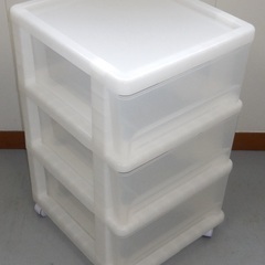 【直接引き取りのみ】 3段プラ収納 キャスター付き ホワイト R...