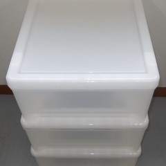 【直接引き取りのみ】 3段プラ収納 キャスター付き ホワイト R6-0116-②の画像