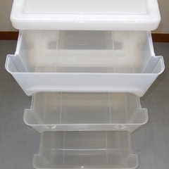 【直接引き取りのみ】 3段プラ収納 キャスター付き ホワイト R6-0116-②の画像