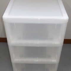 【直接引き取りのみ】 3段プラ収納 キャスター付き ホワイト R6-0116-②の画像