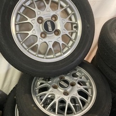 売約済み　軽自動車　スバル純正　BBSホイール　13インチ　夏タイヤ付きの画像
