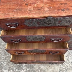 d0305605 時代物 古い仙台箪笥風 古民家 古い家具 和風 骨董 時代箪笥