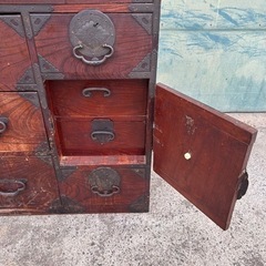 d0305605 時代物 古い仙台箪笥風 古民家 古い家具 和風 骨董 時代箪笥