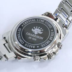 動作品 J.HARRISON JH-025 ソーラー電波時計 シルバー系 カットガラス クリスタルラインストーン 3針 札幌市 清田区 平岡 Ｔの画像