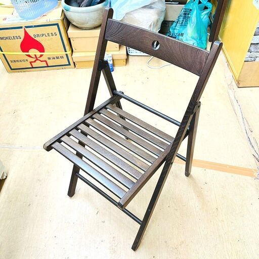 【引き取り限定・お買い得品】折りたたみ椅子 ブラウン 木製 チェア イス
