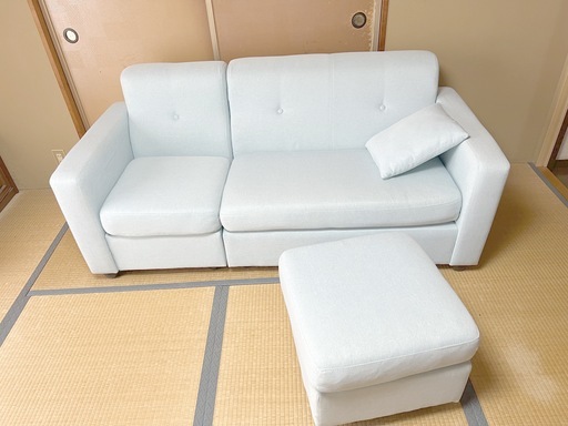 [取り引き確定]ニトリ製布張りポケットコイルカウチソファ(パミュート TBL)