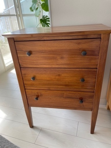 チーク無垢材 サイドチェスト 家具 リビングチェスト 無垢材