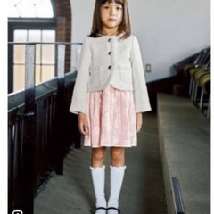 グリーンレーベルリラクシング ツイードジャケット&花柄ワンピースセット サイズ115の画像