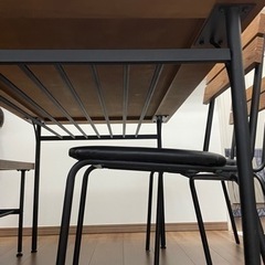 アイアン×木目調　ダイニング　4点セットの画像