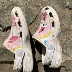 クロックス風　サンダル　白　16センチ　女の子　風船の画像