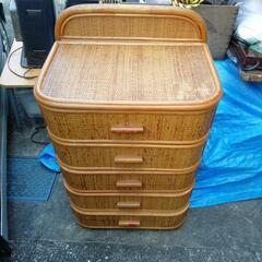 藤の5段ボックス 高さ95cm