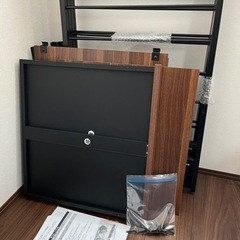 キッチンラック 大型レンジ 冷蔵庫対応 ブラウンの画像