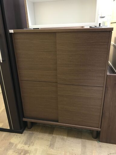 【FU766】★ NITORI  ニトリ  シューズボックス  HKD80  ブラウン 引き戸タイブ インテリア  おしゃれ  家具 クリーニング済 堺市 深井【ジャングルジャングル深井店】