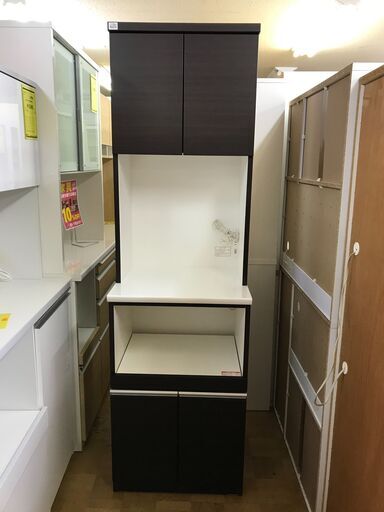 【FU771】★NITORI  ニトリ  2枚扉食器棚  レジューム60  ブラウン  キッチンボード おしゃれ  インテリア  省スペース クリーニング済 堺市 深井【ジャングルジャングル深井店】