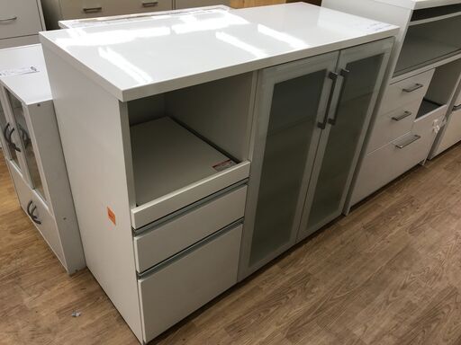 ★ジモティ割あり★ NITORI レンジ台 ホワイト H102×W120×D51 クリーニング済み KJ4590