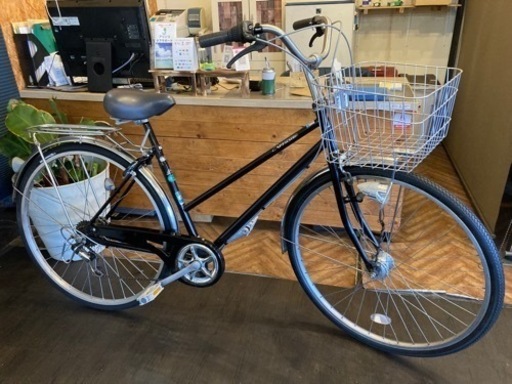 【前輪タイヤ・前輪チューブ新品！】LEDオートライト　6段変速　27インチ自転車　ブラック