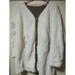 ●未使用ノーカラー リバーシブル ボア ブルゾン ジャケット アウターの画像