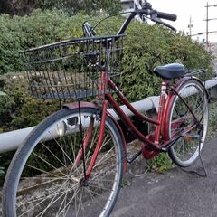 リサイクルショップどりーむ鹿大前店　No1303　自転車　ワインレッド　カゴ付きの画像