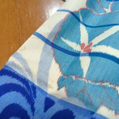 リメイク用　アンティーク　銘仙　お着物　単衣　尻当て付き　夏海と朝顔の画像