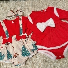 6ヶ月〜1歳サイズ　ベビー服　サンタ　クリスマス　赤　衣装　撮影...
