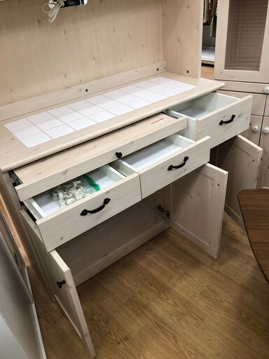 ★ジモティ割あり★  食器棚 ナチュラル W113×D45×H180 クリーニング済み SJ5237