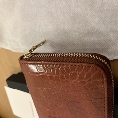 クロコダイル型押し長財布 ラウンドファスナー ブラウン 多機能 箱あり ギフトの画像