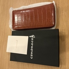 クロコダイル型押し長財布 ラウンドファスナー ブラウン 多機能 箱あり ギフトの画像