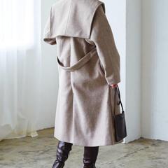 【 Lian 美品 】ロングコート ノーカラーコートの画像