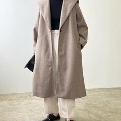 【 Lian 美品 】ロングコート ノーカラーコートの画像